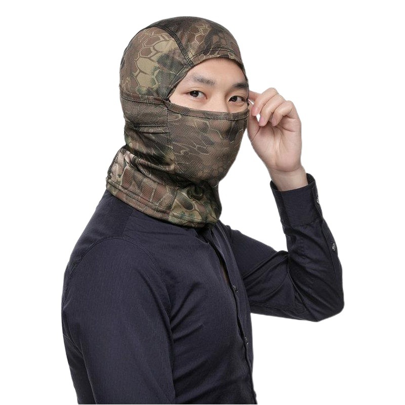 Camouflage Tactical Hood Outdoor Cycling Single-Hole Camouflage Hood Breathable Single-Hole Mesh Outdoor Hood