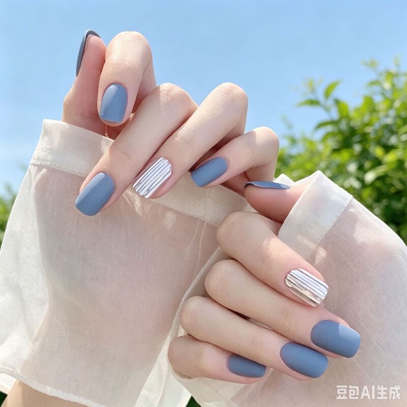 Sea Salt Ice Blue Matte Press-On Nails, Vertical Aurora Laser Color Gradient, Affordable and Gentle Finished Product for Students, Suitable for Commuting Sea Salt Ice Blue Matte Press-On Nails, Vertical Aurora Laser Color Gradient, Affordable and Gentle Finished Product for Students, Suitable for Commuting
