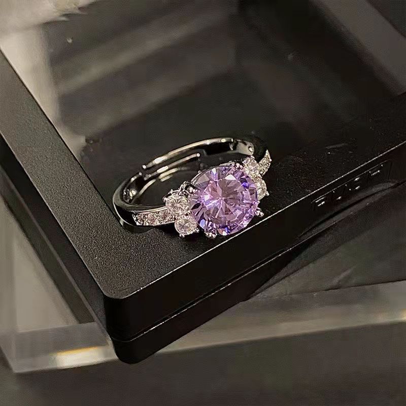 Zhen Rong wish New Hot European and American Princess Ring pink Champagne Color Gemstone Engagement Ring for Women