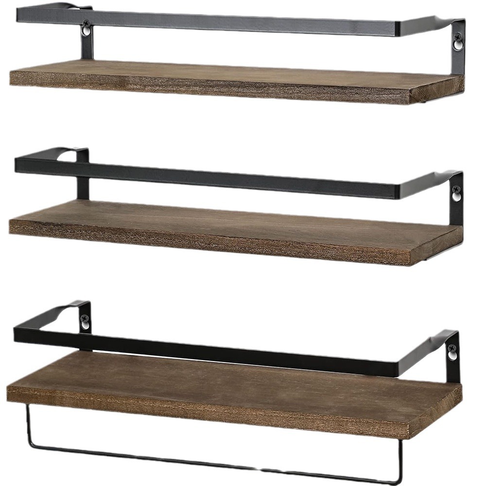 Rejillas de pared suspendidas transfronterizas Rejillas flotantes de madera Rejillas de almacenamiento de baño Cocina Sala de estar Rejillas de partición montadas en la pared