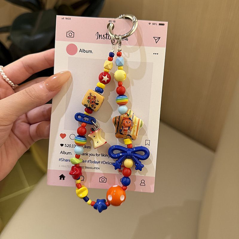 Original star-shaped phone case bracelet pendant, cartoon cute phone chain, creative personalized bag pendant decoration gift