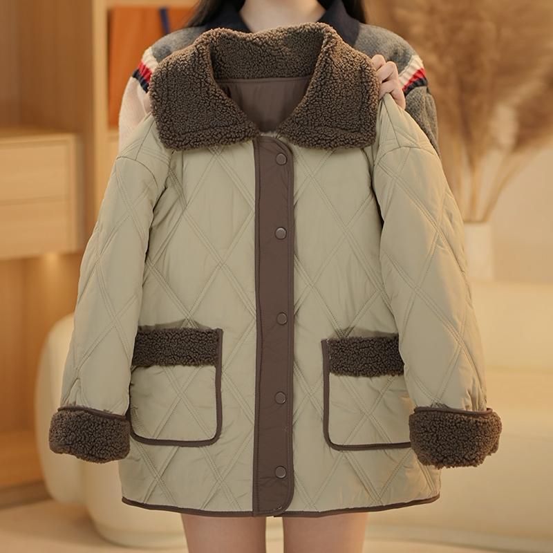 女童加厚冬款棉袄2025新款网红棉袄秋冬儿童棉衣加绒外套咖色