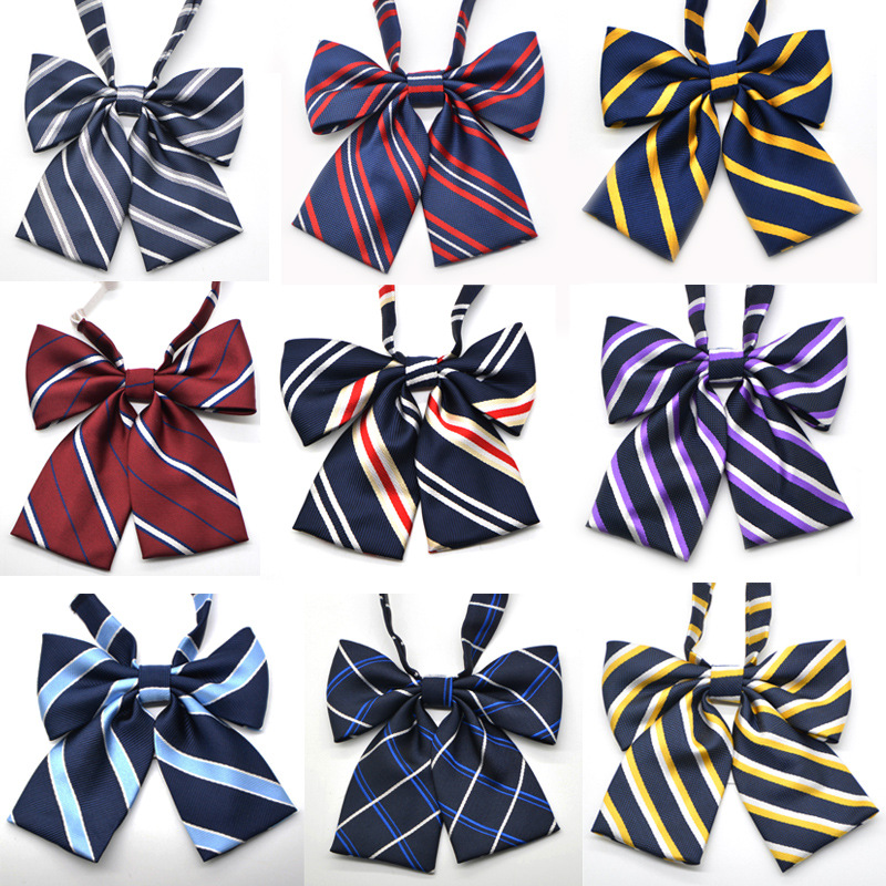 lady formal wear Occupation bow gules Navy Blue stripe Bank hotel store work uniform Collar isignina wholesale