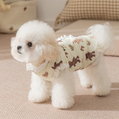 秋冬新款卡通印花花边护肚衣家居服宠物猫咪狗狗衣服中小型犬睡衣
