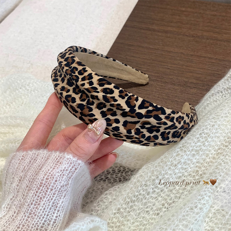 韩系复古豹纹宽边发箍女高颅顶头箍发卡日常外戴发饰洗脸压发头饰|undefined