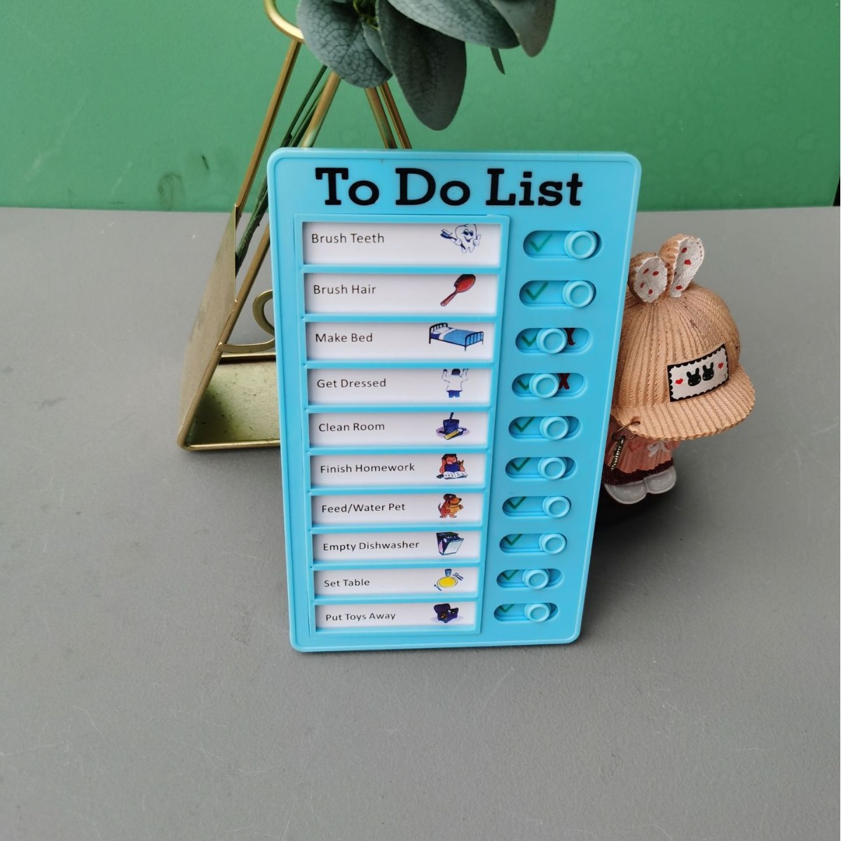 La autodisciplina tarjeta perforadora Niños Estudiantes de la escuela primaria mesa de aprendizaje buenos hábitos desarrollar planes de esta tarea de vacaciones de verano tiempo mesa de artefactos