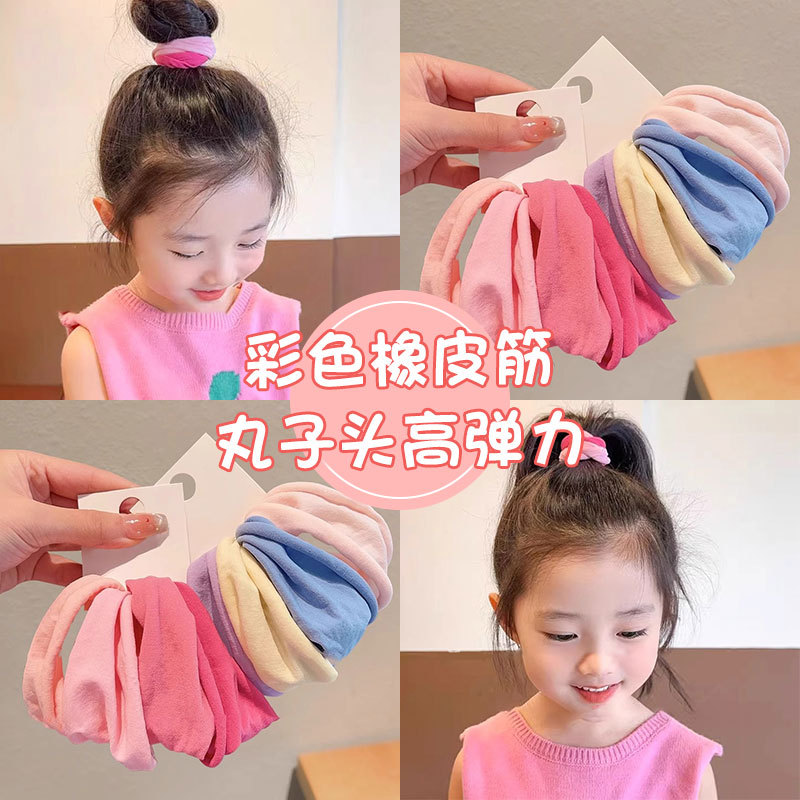 Color ensanchado máscara anillo de cabello para niños no lastimar cabello para niñas atado banda de goma cabello de cabello de cola de caballo alta toque de cabello