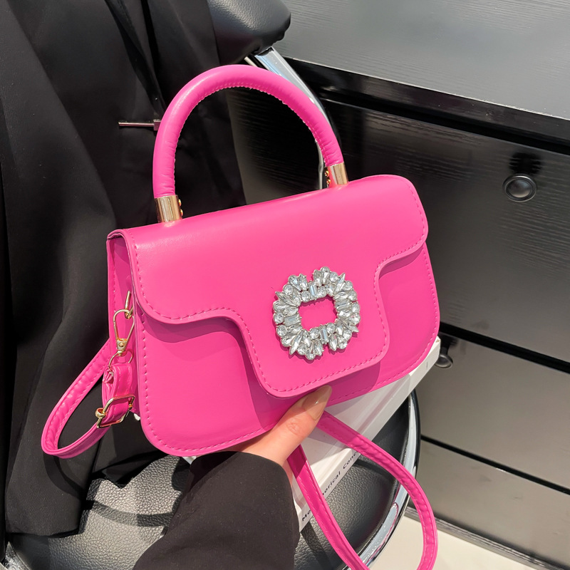 Bolso de hombro de moda con diamantes bolso cuadrado primavera y verano 2025 nuevo bolso de color caramelo bolso de tela extranjero