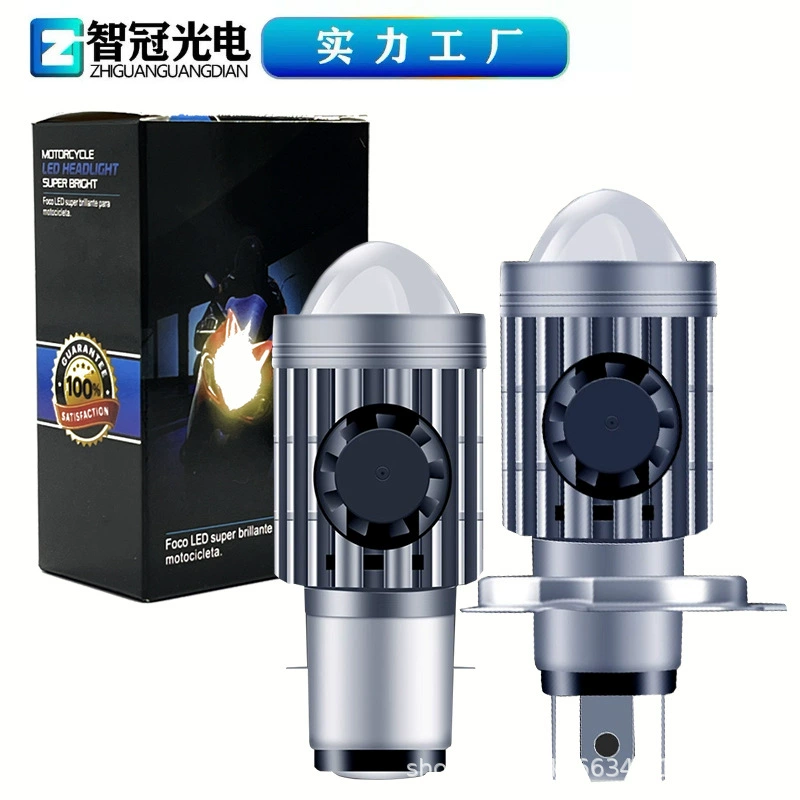 Фара для мотоцикла и электромобиля, светодиодная, желто-белая, двойной свет с линзой, вентилятором, малая стальная пушка, производитель автомобильных фар, оптовая продажа
