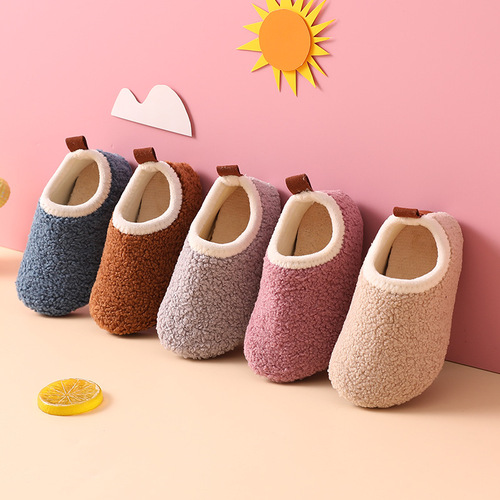 Velvet children's men's and women's floor socks and shoes baby's non-slip soles thickened autumn and winter new cotton shoes indoor home cotton slippers