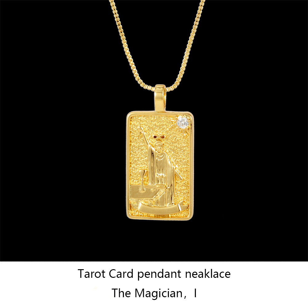 Nuevo nórdico Salomón tarot collar ins moda punk estilo hip hop hombres y mujeres collar con diamante cuadrado collar