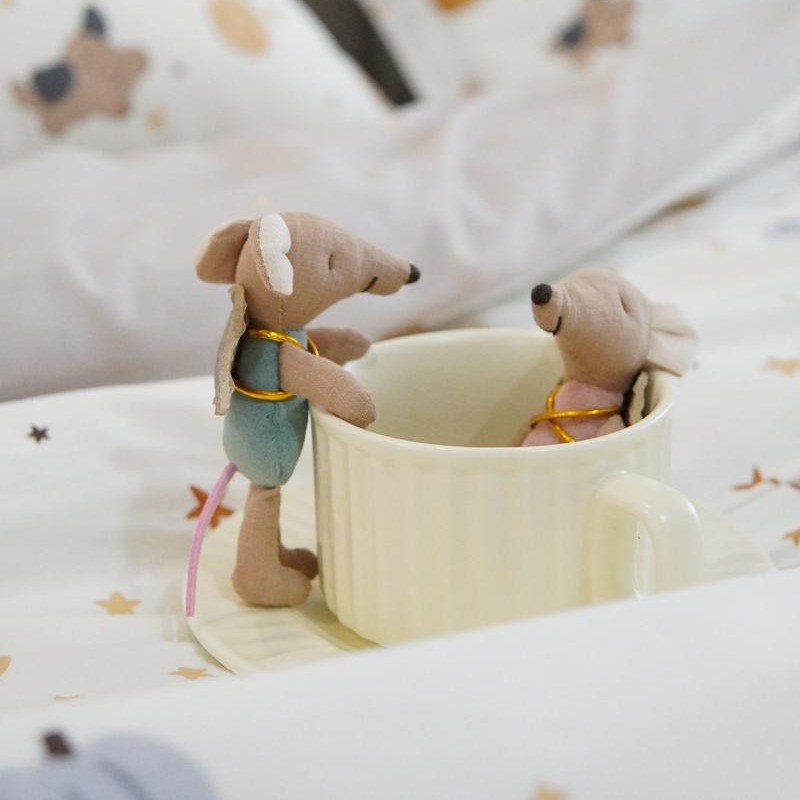 Ins estilo lino hecho a mano Ángel ratón marioneta muñeca narración de la historia jugar casa juguete mini lindo colgante