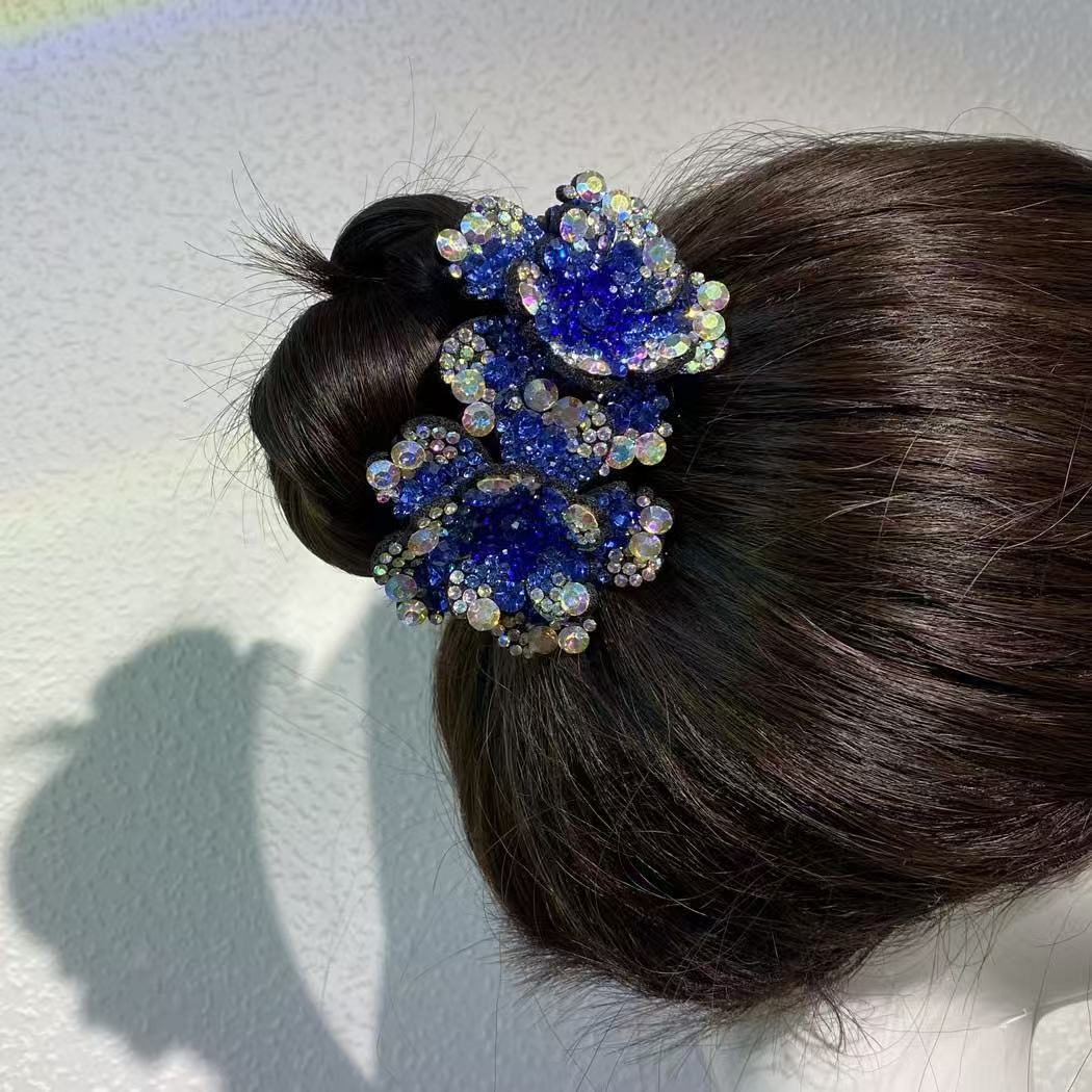 포니테일 단추 - 대형 모란 그라데이션 블루