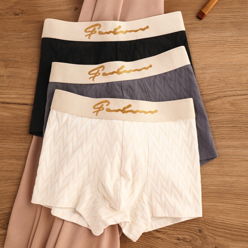 Men's cotton underwear, breathable, mid-waist, boxer briefs, comfortable, simple, sporty, breathable, with a distinctive waistband design, suitable for young men