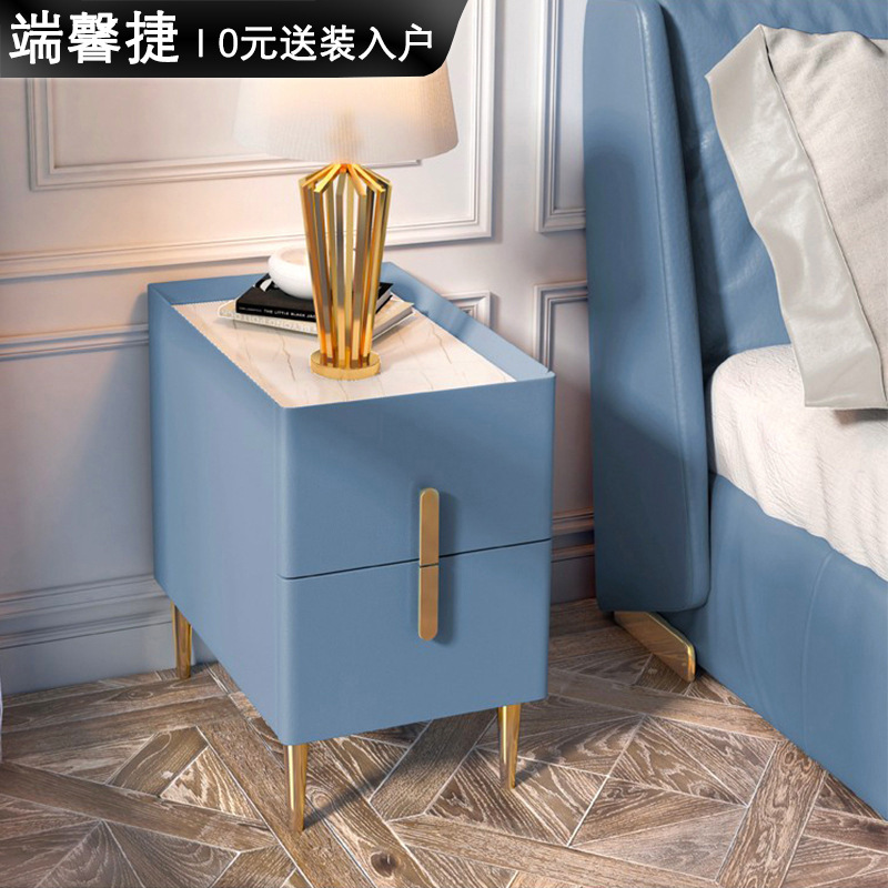 Luz de lujo Rock placa mesita de noche Mini pequeño Gabinete lateral todo de madera maciza hogar italiano pequeño apartamento gabinete de almacenamiento mesita de noche