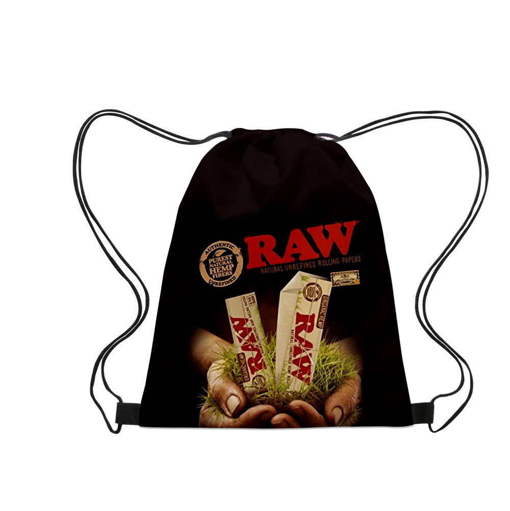 亚马逊新款束口袋 RAW周边牛津布旅行户外大容量便携双肩束口袋