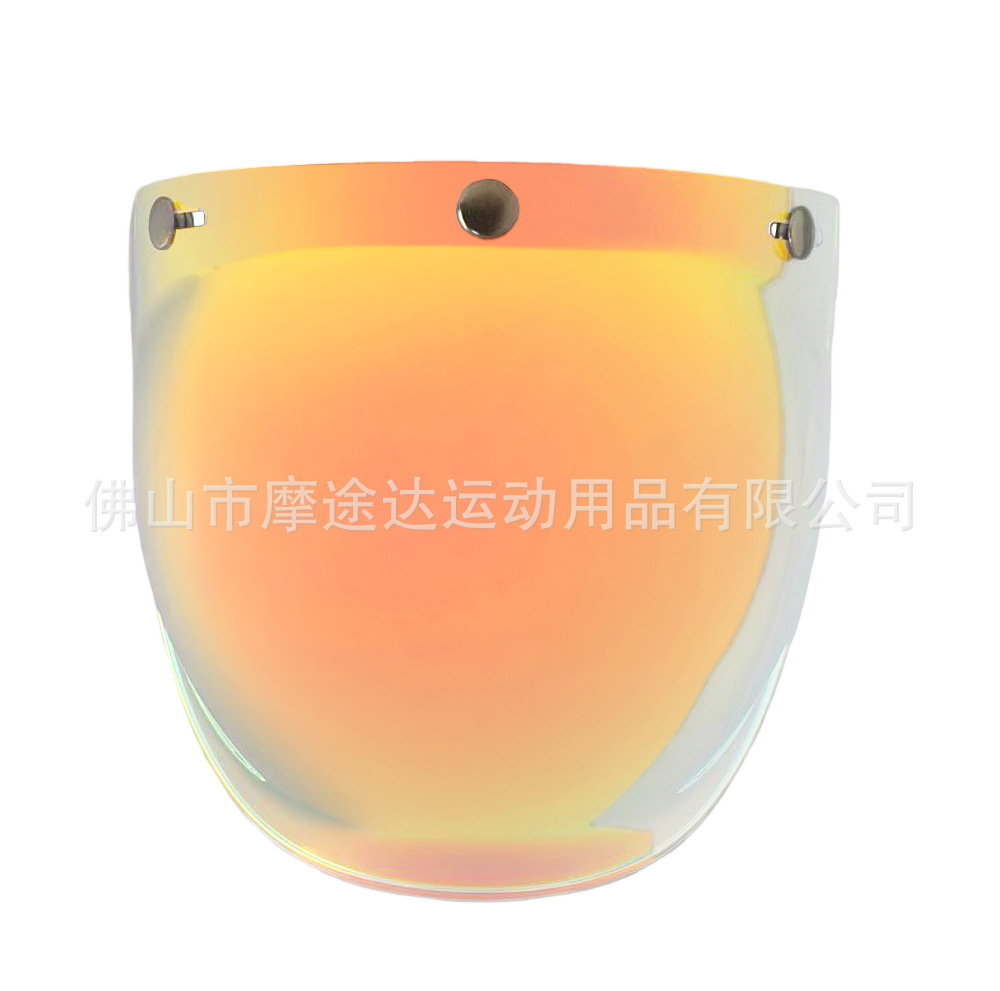 Retro Motorcycle Helmet Lens with Curved Surface, Three-Button Bubble Mirror, Multi-Color Windproof and Uv Protection Shield