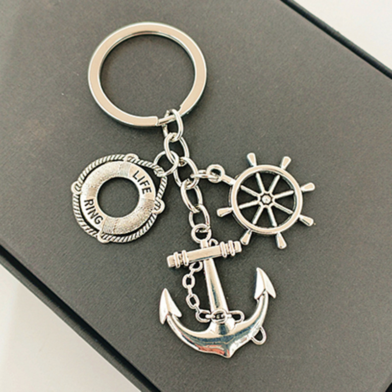 Cross-border new European and American alloy anchor boat Thistle life buoy pendant navigation series keychain diy bag accessories