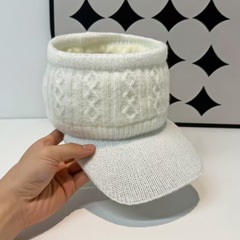 秋冬季可扎马尾空顶帽韩版百搭针织兔毛线护耳鸭舌帽加绒加厚保暖