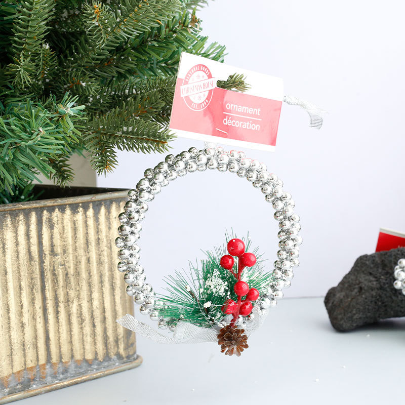 Fábrica de decoraciones de Navidad de plata cinco estrellas guirlandas de árbol de Navidad hechas a mano para vestir colgantes en stock