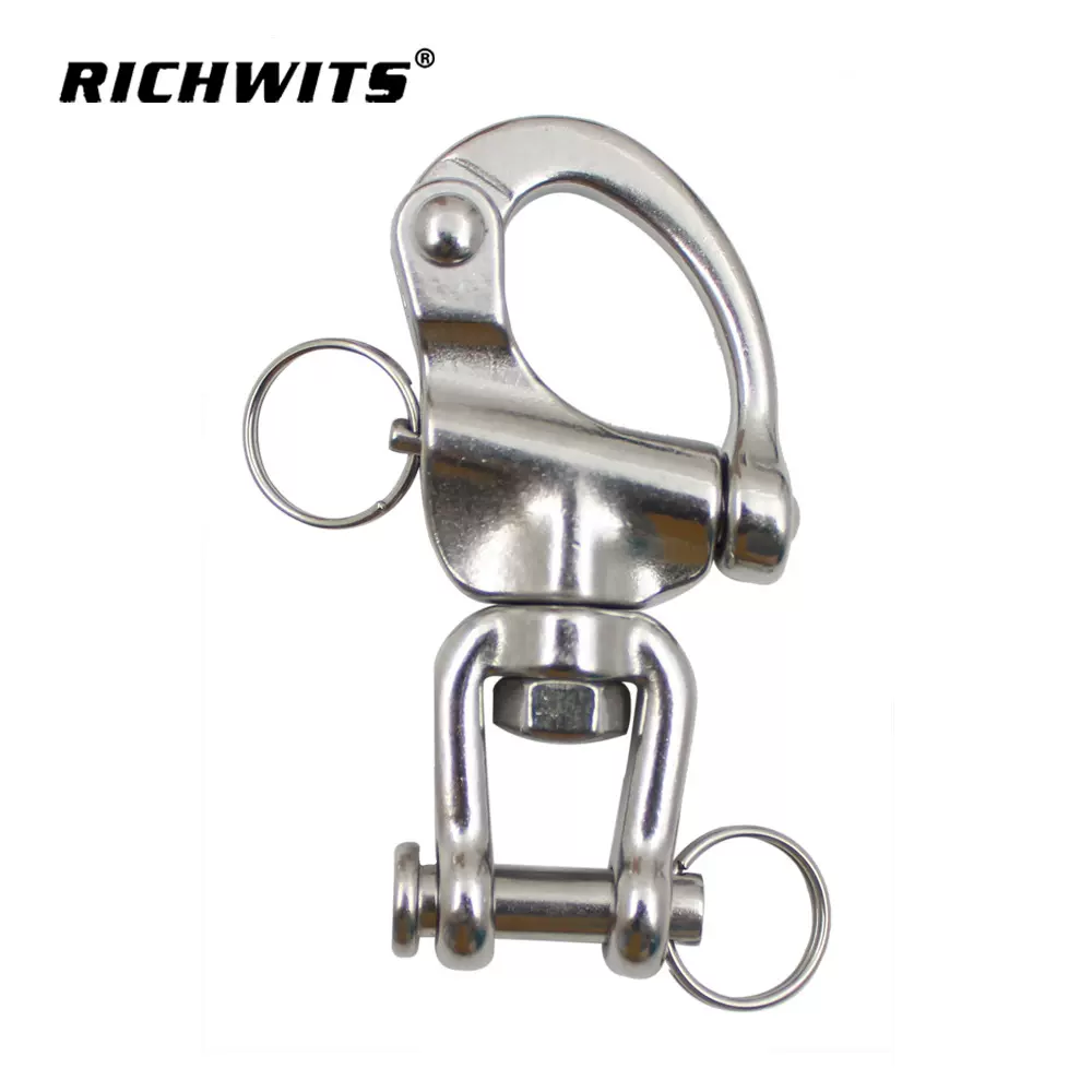 RICHWITS  不锈钢316叉式旋转弹簧卸扣 snap shackle 手拉卸扣