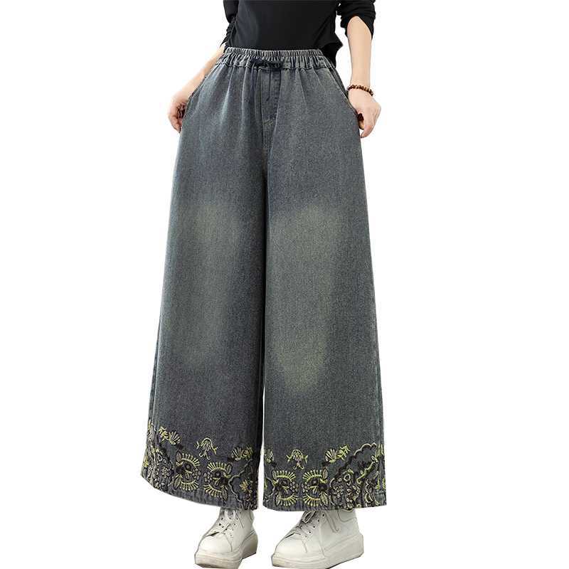 Autumn denim retro ethnic trousers