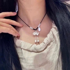 999純銀蓮花吊墜足銀古法兩世歡項鍊女款好運連連編繩毛衣鏈禮物
