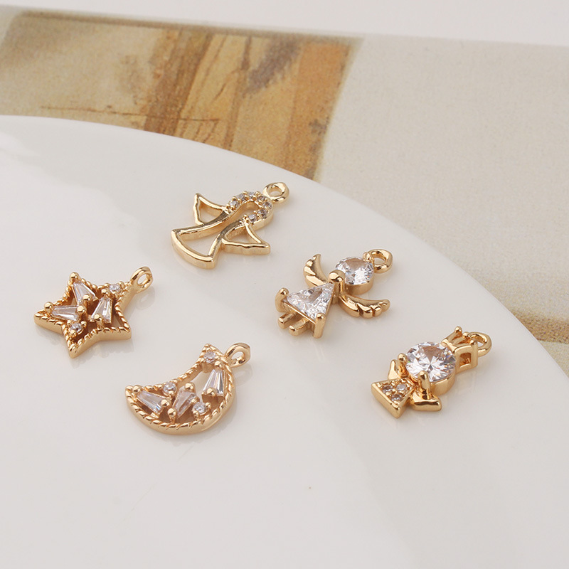 1 Piece Copper Zircon Angel Star Moon Pendant display picture 3