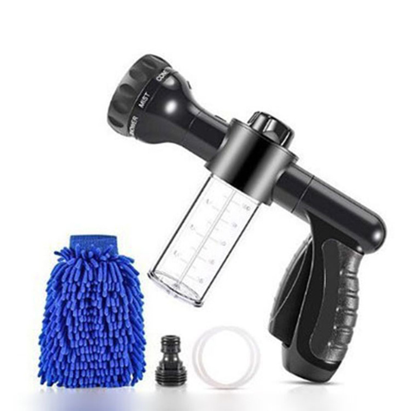 厂家直销多功能泡沫水壶水枪 花园伸缩水管喷头黑色高压洗车水枪