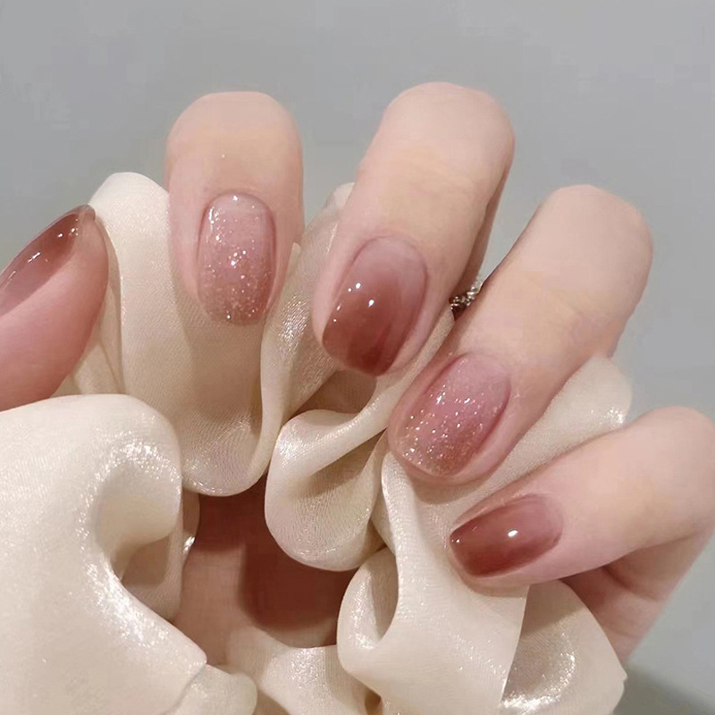 Gradient Shattered Simple Short Wearing Nail Patch White Natural Fit Nail Patch Pure Desire Style Fake Hand Nail Patch