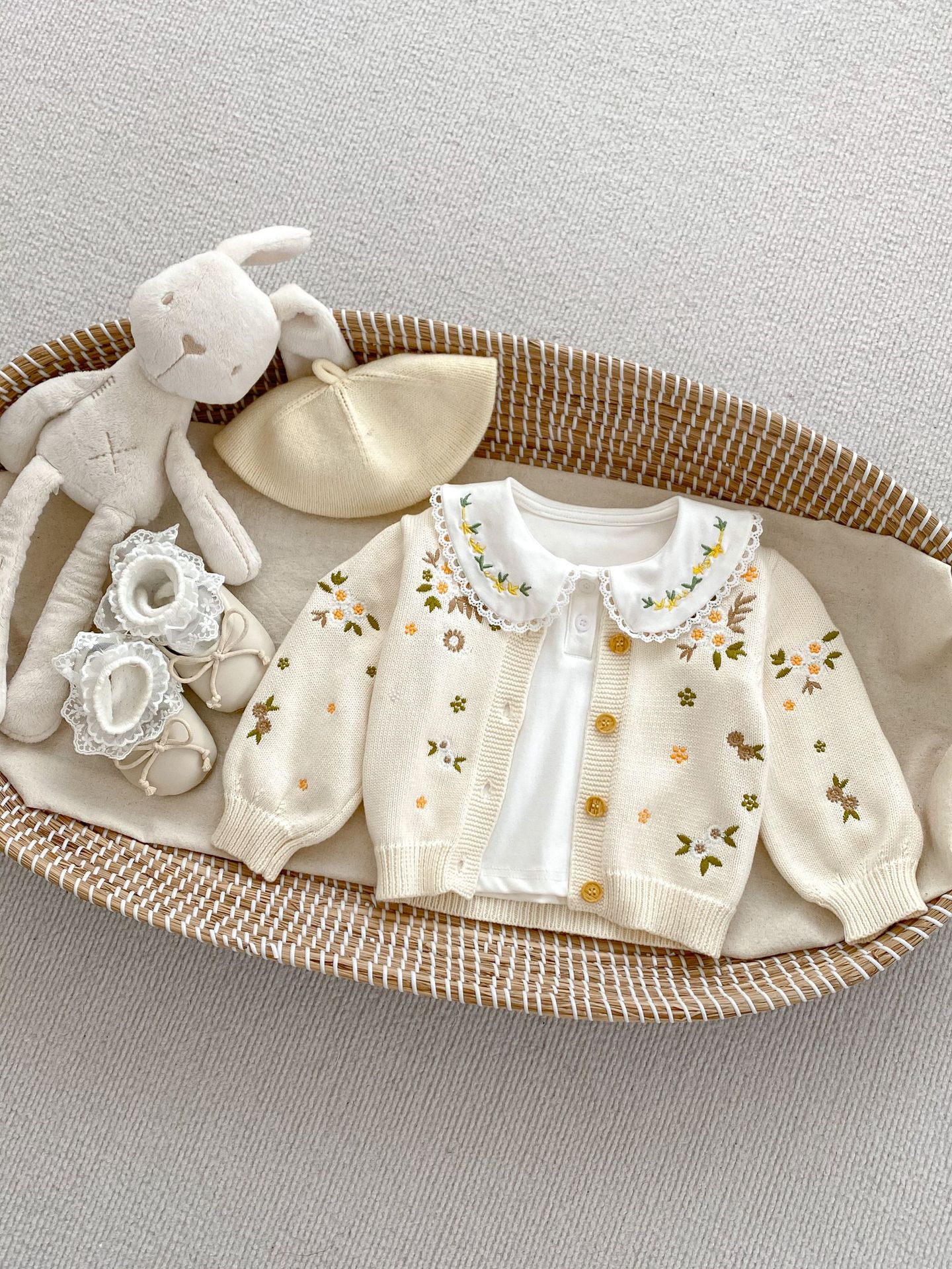 Autumn children's overall, cute sweater, long-sleeve, knitted cardigan, jacket, DIY, with embroidery 2