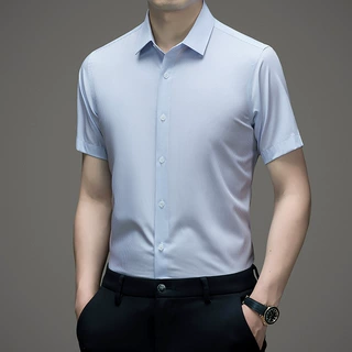 高端专柜男士新款衬衣夏季短袖商务职业正装舒适透气薄款衬衫批发