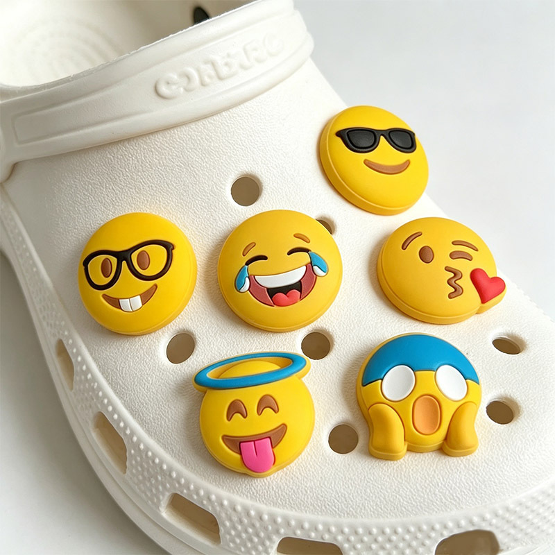 Yellow Emoji Smiley Face Soft Rubber Clog Shoe Decoration Cartoon Cute Shoe Accessories