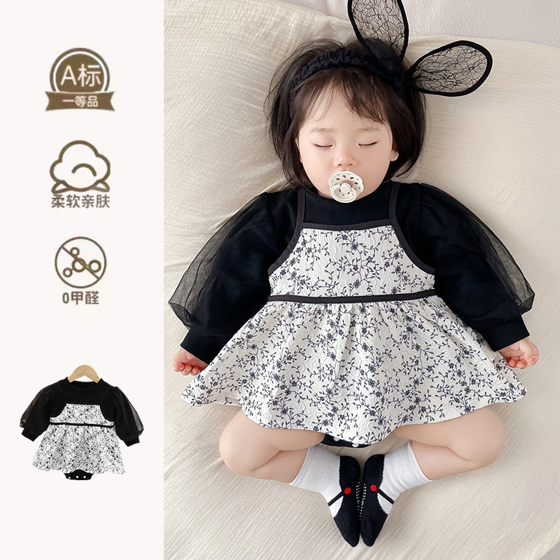Yuyue Baby Clothes, Spring and Autum Clothes, Newborn Class a Long-Sleeved One-Piece Bodysuit, Baby Girl's Fashionable Autum Skirt