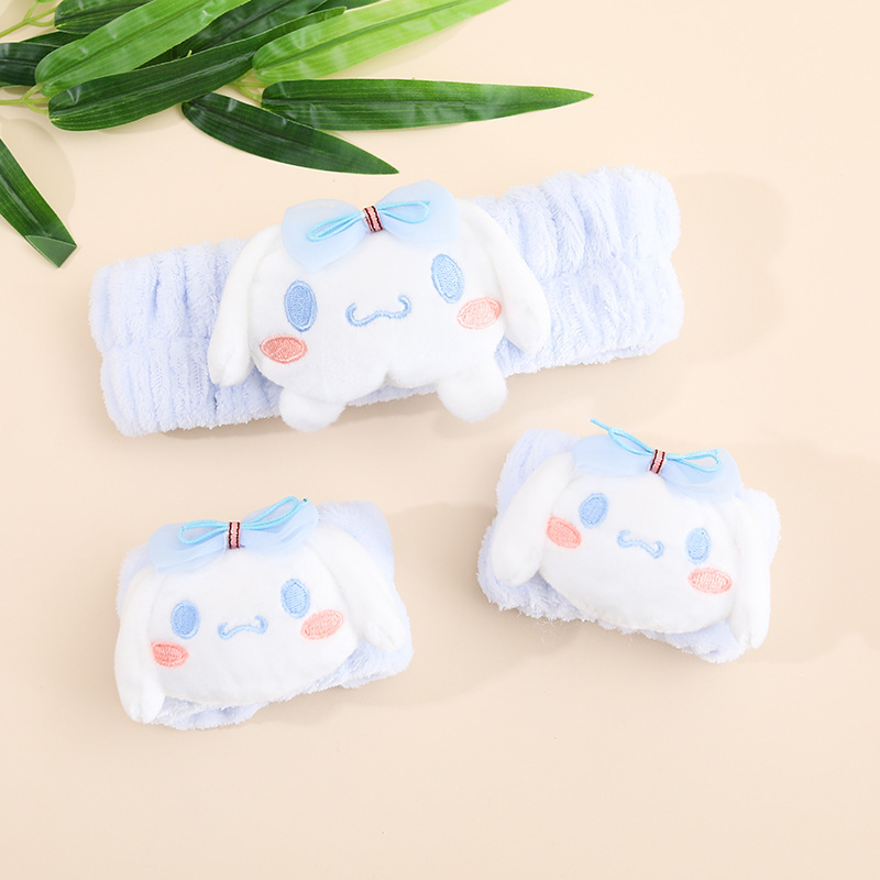 Otoño y invierno nuevo super lindos dibujos animados animal correa de cabello conjunto de correa de muñeca a prueba de humedad presión protector de cabello de muñeca lavado de la cara accesorios de cabello al por mayor