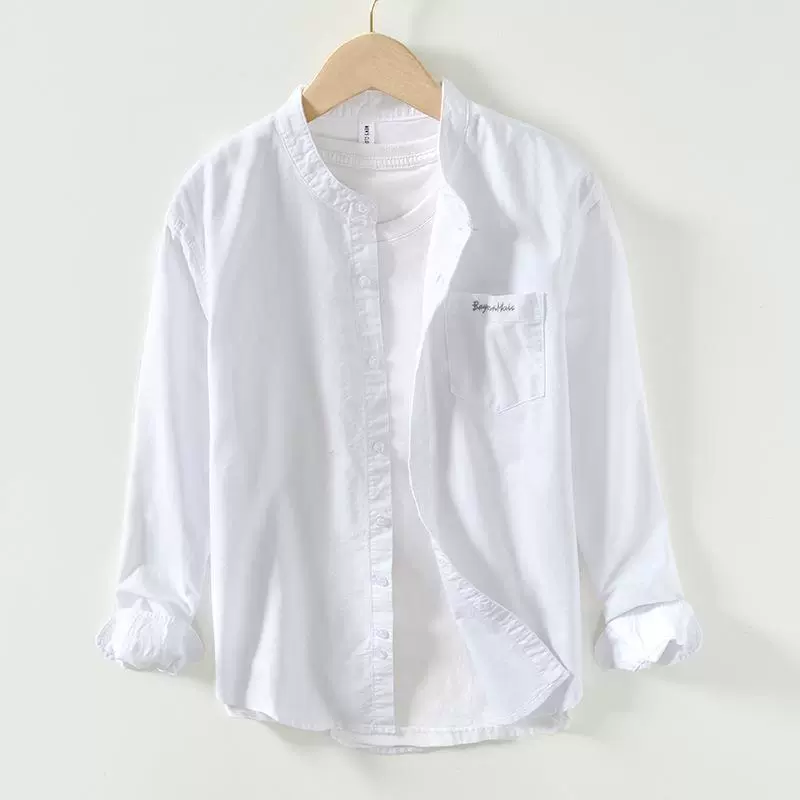 1278 японский свободный Высокое качество Повседневная рубашка хлопок стоять воротник рубашка мужские волосы