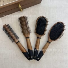 高級模造木目調ヘアブラシ、頭皮マッサージエアクッションコーム、円筒カーリングコーム、クロスボーダー貿易エアバッグリブコーム