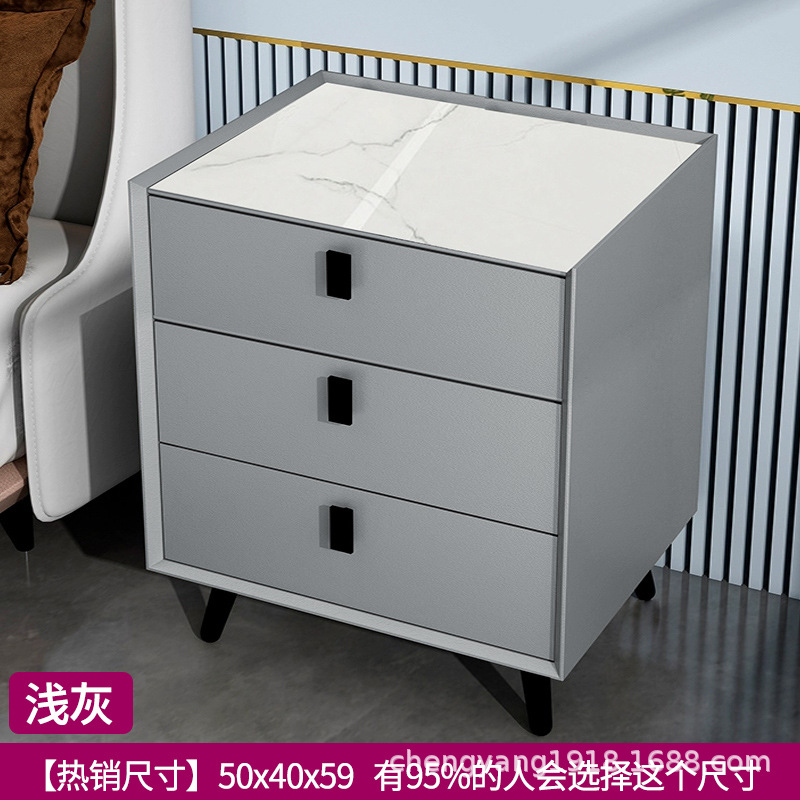 Mesita de noche madera maciza Placa de roca simple moderno Internet celebridad dormitorio mesita de noche protección del medio ambiente todo partido gabinete de almacenamiento mesita de noche