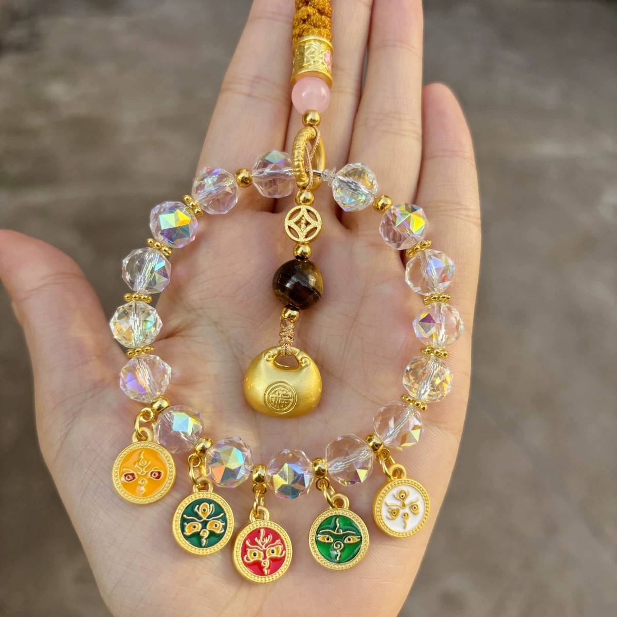 Hangzhou Lingyin Wu Lu Caixin coche colgar colorido ábaco cerradura de automóvil de alta calidad Ping An Nafu Zhaocai colgante de automóvil