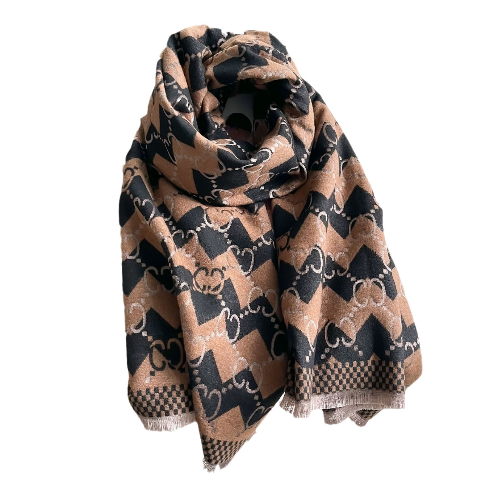 Moda coreana letras largas bufandas de doble cara damas caliente combinación de chal de cachemira otoño y invierno engrosado buñuelo