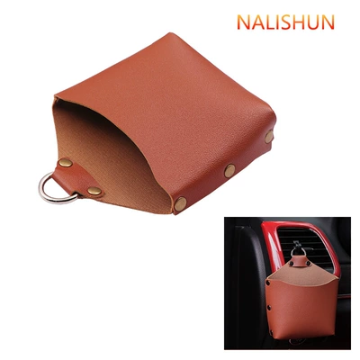 Outlet Storage Bag Multi-Functional Car Mobile: Car storage bag/box - air-outlet-storage-bag-brown
