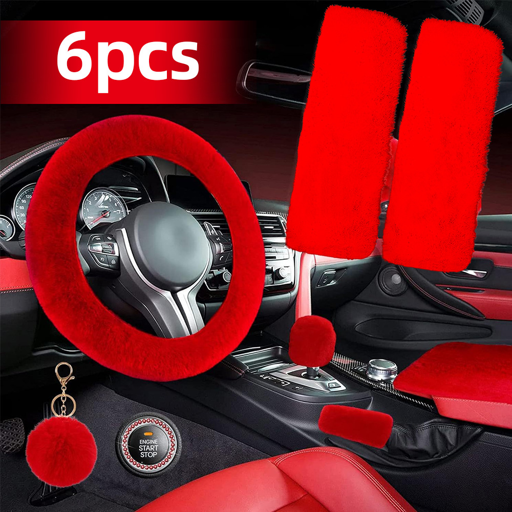 Car steering wheel cover plush high-end sense shoulder pad handbrake cover armrest box pad eight pieces winter cross-border explosion suit