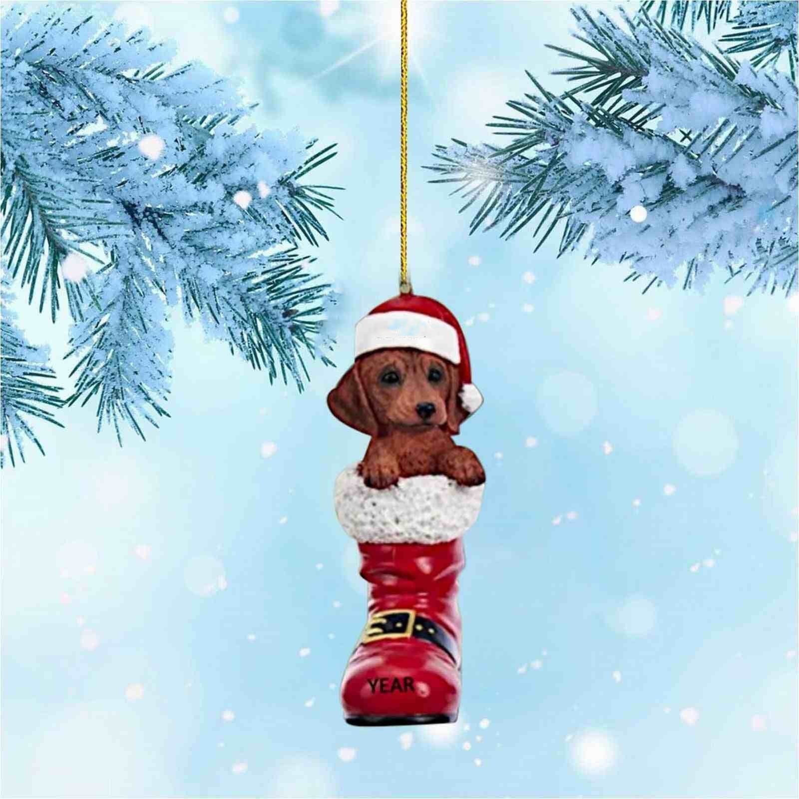 2023 árbol de Navidad colgante lindo cachorro resina acrílico perro colgante Año Nuevo fiesta decoraciones