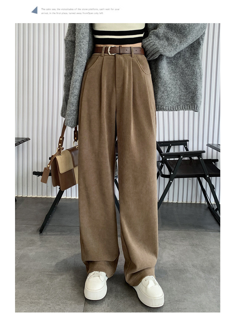Dames pantalon met wijde pijpen van pluche herfst en winter_voghion.com