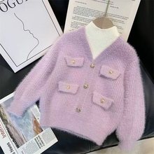 童装女童两件冬装加厚保暖水貂毛线衣韩版儿童两件套针织衫毛衣