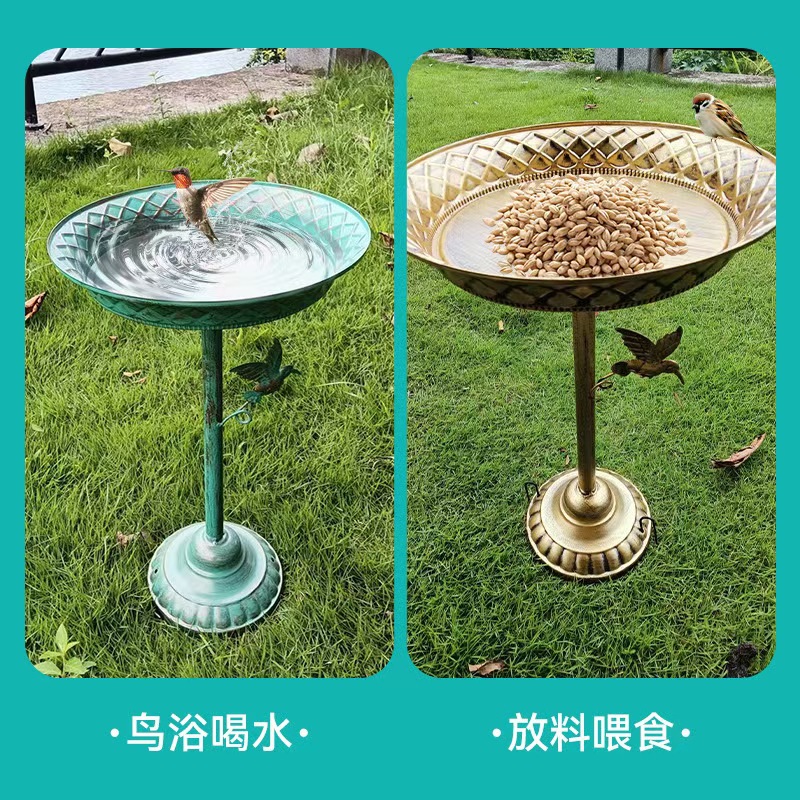 复古喂鸟食盆鸟用洗澡盆鸟浴盆地插草坪 thumbnail 3