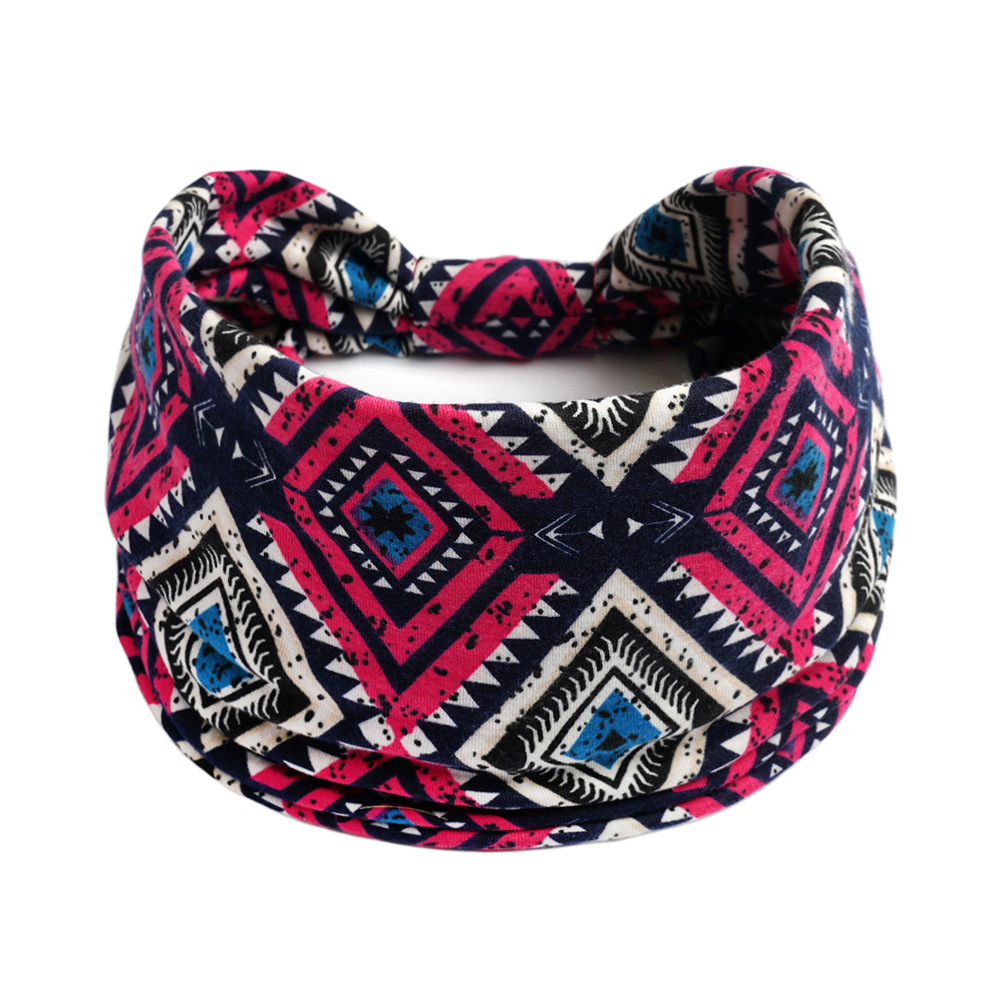 Europa y América nueva impresión elástica deportiva correa de cabello damas banda ancha correa de cabello turbante retrógrado joyas para el cabello de yoga
