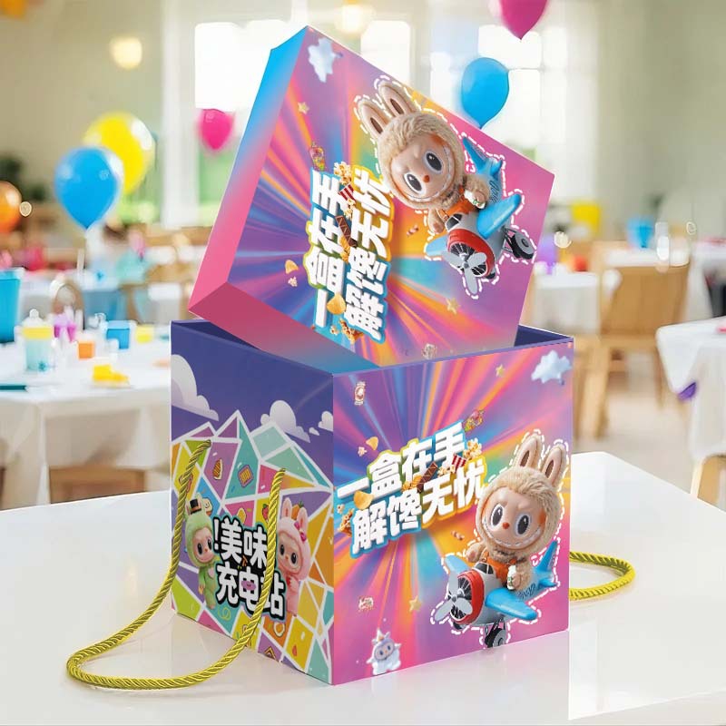 网红爆款拉布布零食礼盒批发 大号labubu天地盖零食包装盒空盒子