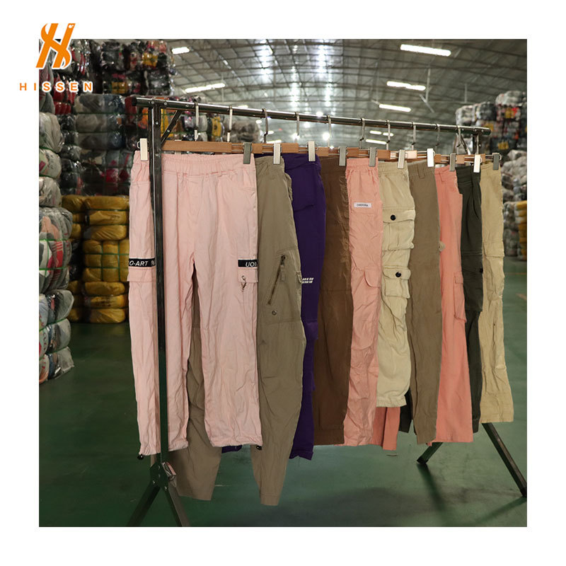 外贸二手女装多口袋长裤used long cargo pants出口东南亚非洲