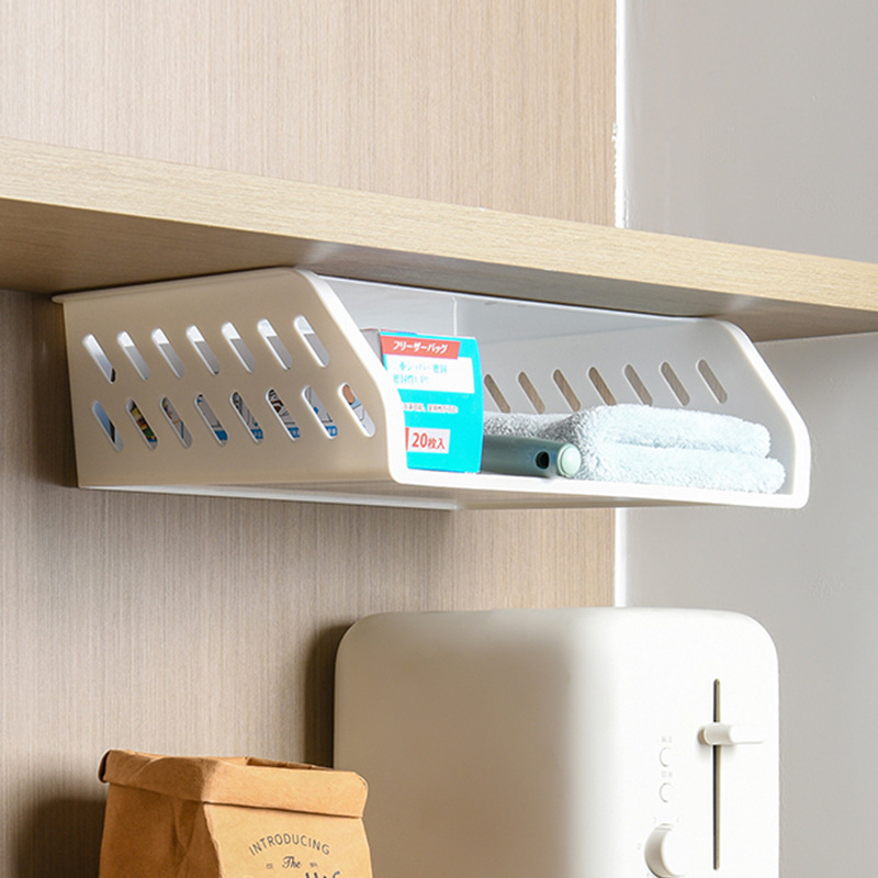 Japanese Style Simple Cabinet Under Table Fixed Hanging Storage Box Partition Hanging Basket Drawer Sundries Wall Cabinet Organize Hanging Basket